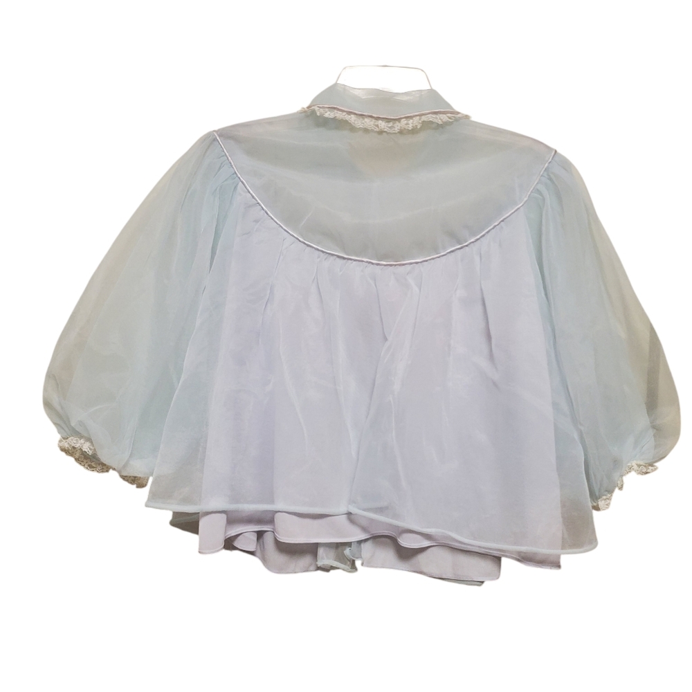 Vintage Hollywood Glamour Bed Jacket Capelet Sheer Babydoll - Picture 3 of 15